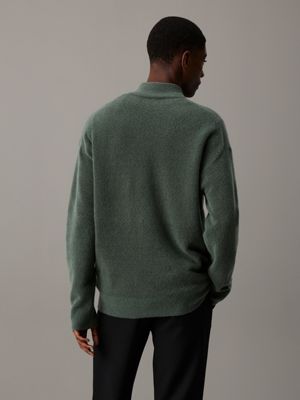 dark forest merino button neck jumper for men calvin klein