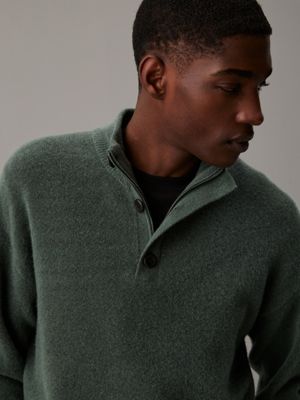 dark forest merino button neck jumper for men calvin klein