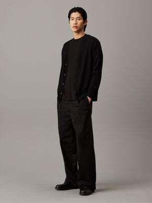 ck black merino wool cardigan jumper for men calvin klein