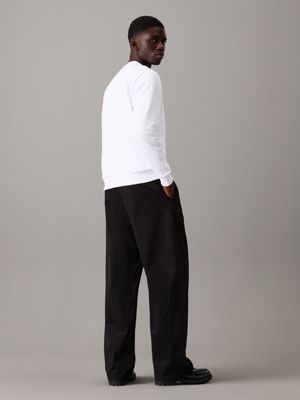 white sweatshirt met logo voor heren - calvin klein