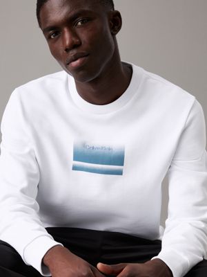 bright white logo sweatshirt for men calvin klein