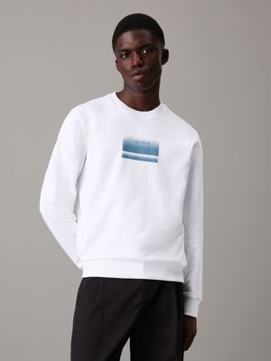 white sweatshirt met logo voor heren - calvin klein