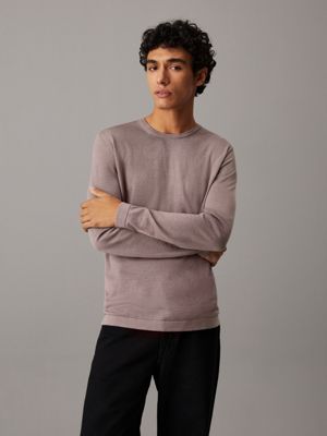 muted grey merino silk jumper for men calvin klein