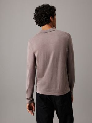 polo en soie et mérinos grey pour hommes calvin klein