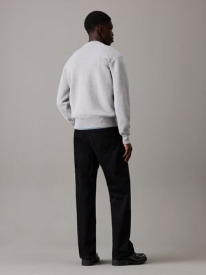 grey double face cotton wool jumper for men calvin klein
