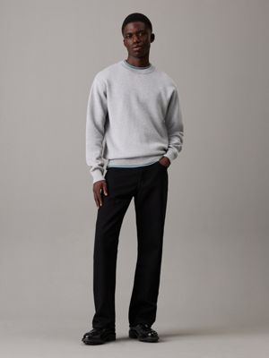 mid grey heather double face cotton wool jumper for men calvin klein