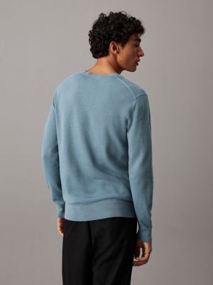 goblin blue waffle knit jumper for men calvin klein