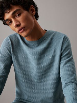 goblin blue waffle knit jumper for men calvin klein