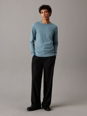 goblin blue waffle knit jumper for men calvin klein