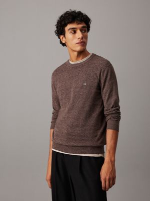 brown mouline jumper for men calvin klein