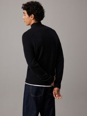 black wollen trui met hooggesloten hals voor heren - calvin klein