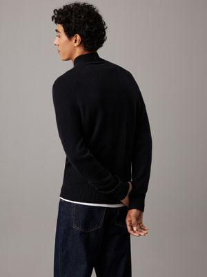 ck black wool mock neck jumper for men calvin klein