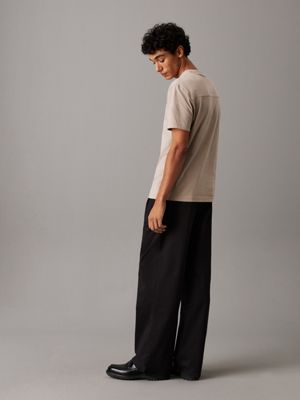 khaki t-shirt met logo voor heren - calvin klein