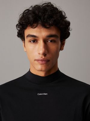 ck black long sleeve mock neck t-shirt for men calvin klein