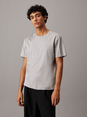 grey melange jersey t-shirt voor heren - calvin klein