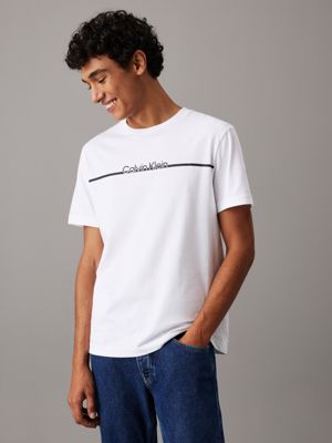 white logo t-shirt for men calvin klein