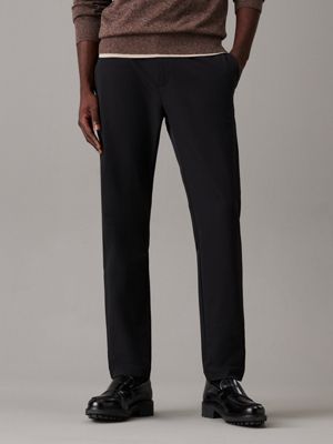 black slim tapered stretch trousers for men calvin klein