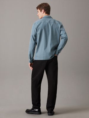 goblin blue boxy twill overshirt for men calvin klein