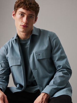 goblin blue boxy twill overshirt for men calvin klein