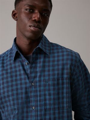 night sky relaxed twill checkered shirt for men calvin klein