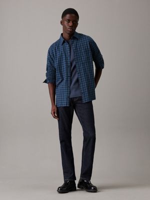 night sky relaxed twill checkered shirt for men calvin klein