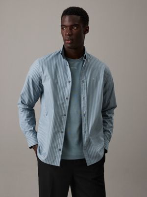 green blue striped oxford shirt for men calvin klein