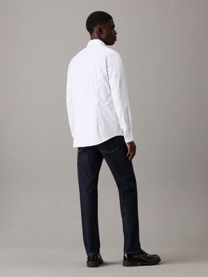 blue slim striped dress shirt for men calvin klein