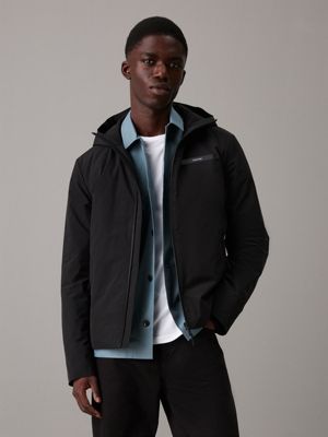 black technical hooded jacket for men calvin klein