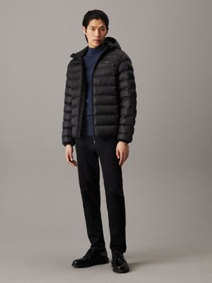 ck black hooded puffer jacket for men calvin klein