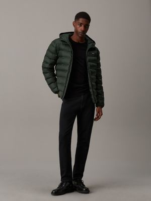 midnight forest hooded puffer jacket for men calvin klein