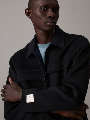ck black double face wool jacket for men calvin klein