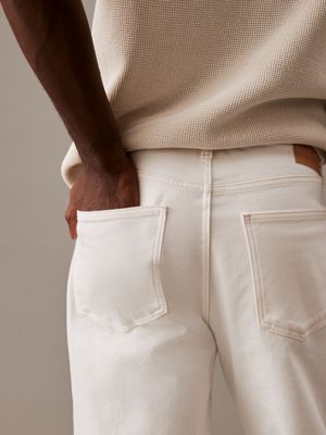 chalk white standard straight fit jeans for men calvin klein