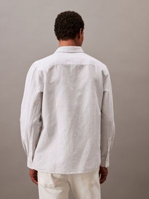 Klassisches ButtonDownHemd aus LeinenMix mit Streifen Calvin Klein® K10K113964YAA