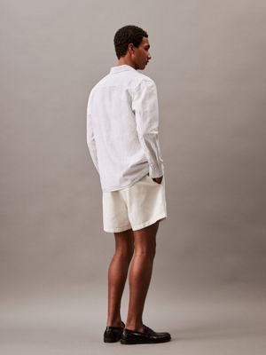 white onyx linen blend shorts for men calvin klein