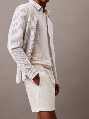 white onyx linen blend shorts for men calvin klein