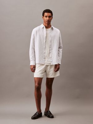 white onyx linen blend shorts for men calvin klein