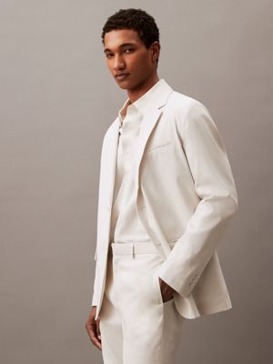 white onyx linen blend blazer for men calvin klein