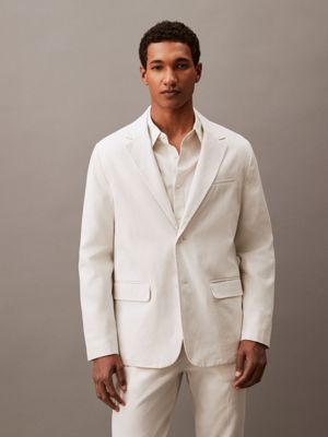 white onyx linen blend blazer for men calvin klein