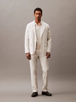 white linen blend blazer for men calvin klein