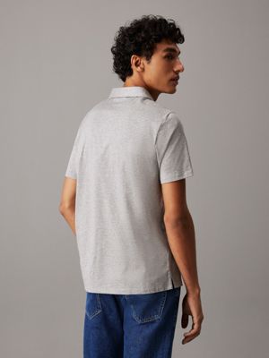 light grey heather slim melange polo shirt for men calvin klein