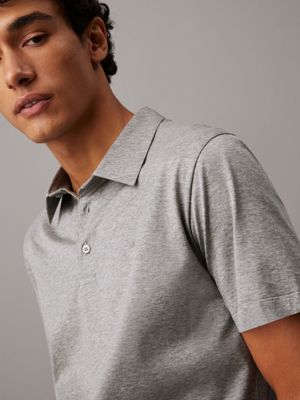 light grey heather slim melange polo shirt for men calvin klein