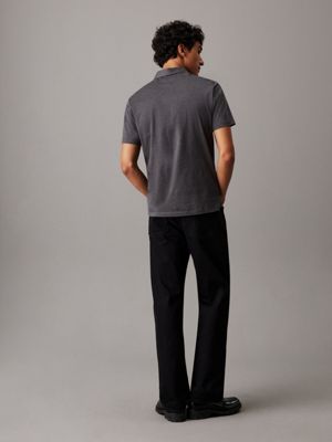 dark grey heather slim melange polo shirt for men calvin klein