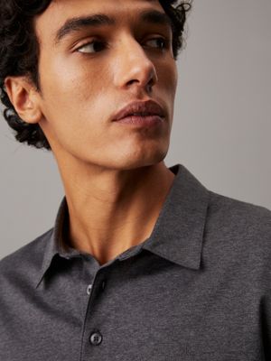 dark grey heather slim melange polo shirt for men calvin klein