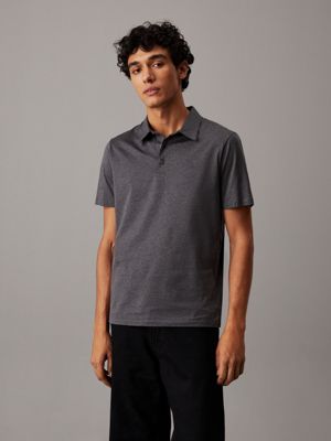 grey wąska melanżowa koszulka polo dla mężczyźni - calvin klein