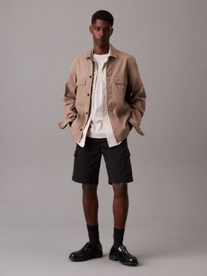 ck black straight twill cargo shorts for men calvin klein