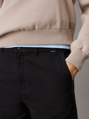 ck black straight twill chino shorts for men calvin klein