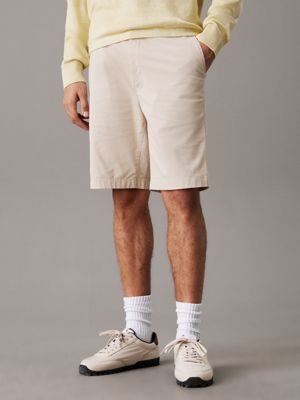 grey straight twill chino shorts for men calvin klein