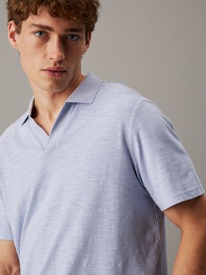 zen blue cuban collar polo shirt for men calvin klein