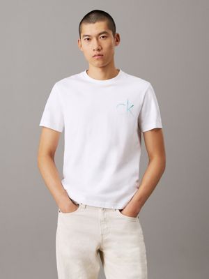 white logo t-shirt for men calvin klein