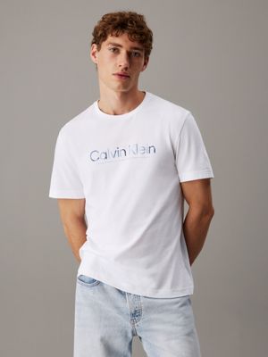 white logo t-shirt for men calvin klein